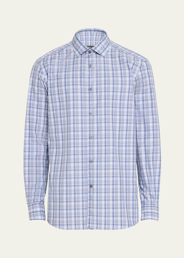 Mens Cotton Mini Check Sport Shirt Product Image