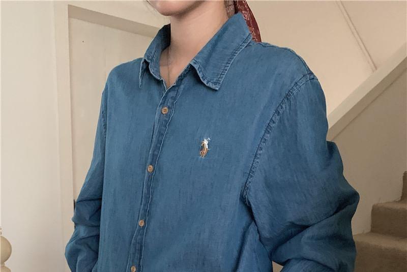 Long-Sleeve Denim Shirt Product Image