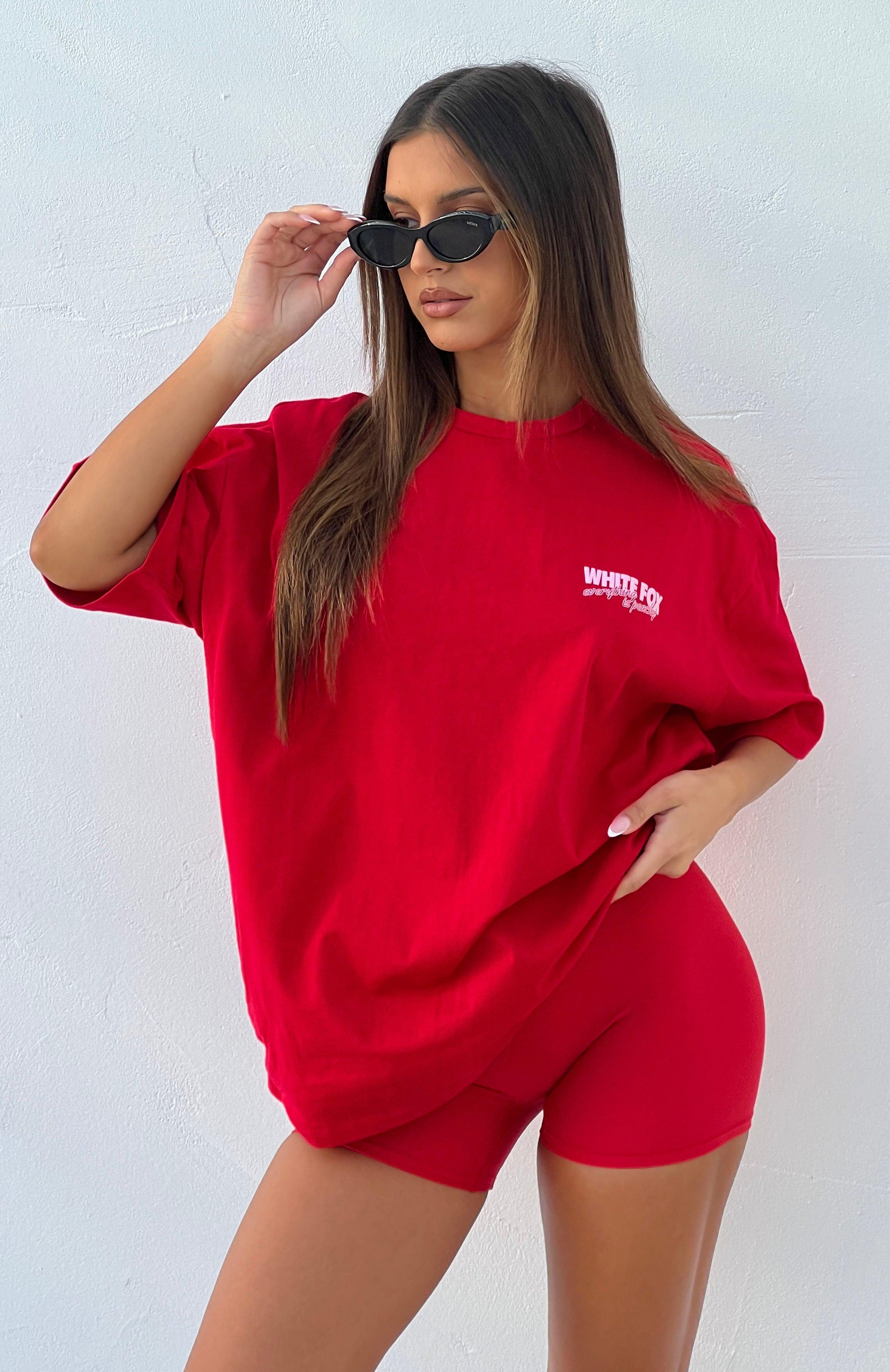 Everything Is Peachy Oversized Tee Red Product Image