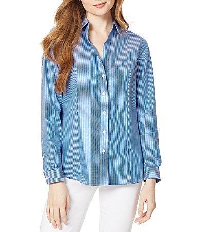 Jones New York Stripe Easy Care Button-Up Shirt Product Image