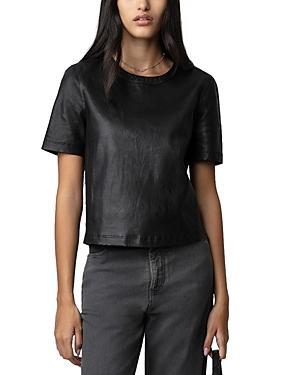 Zadig & Voltaire Tas Short Sleeve Leather Top Product Image