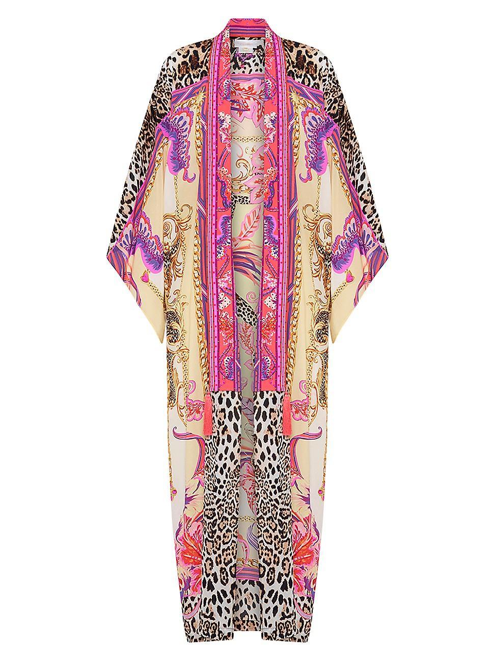 Womens Leopard Silk Caftan Product Image