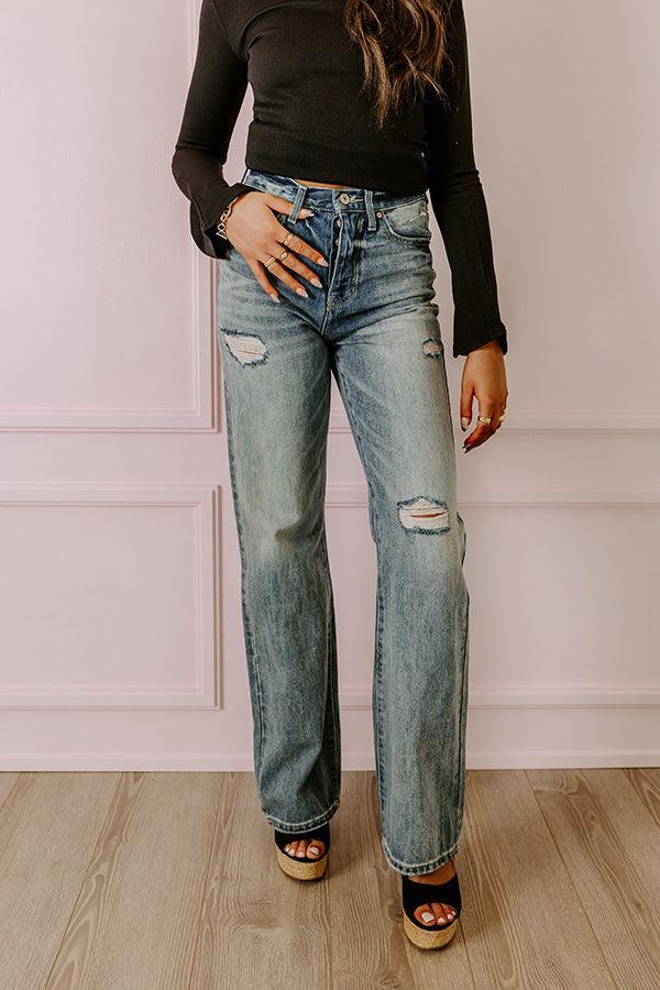 KanCan The Westman High Waist Distressed Flare in Medium Wash Product Image