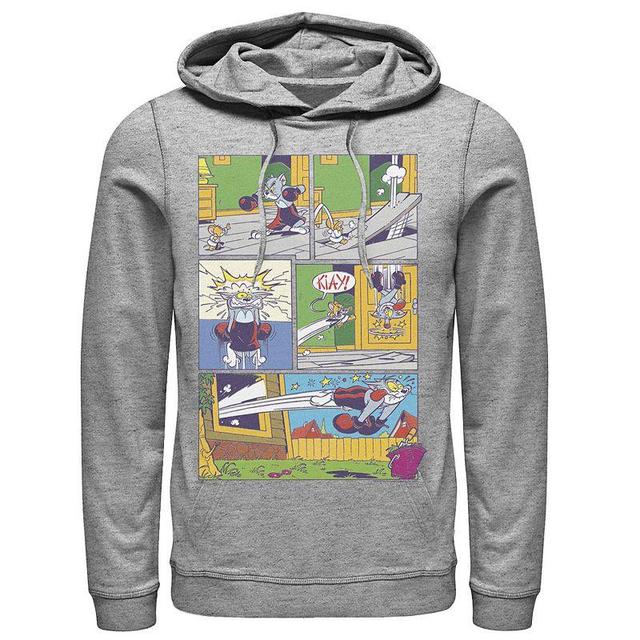 Mens Tom And Jerry Fight Scene Comic Panels Hoodie Athletic Grey Product Image