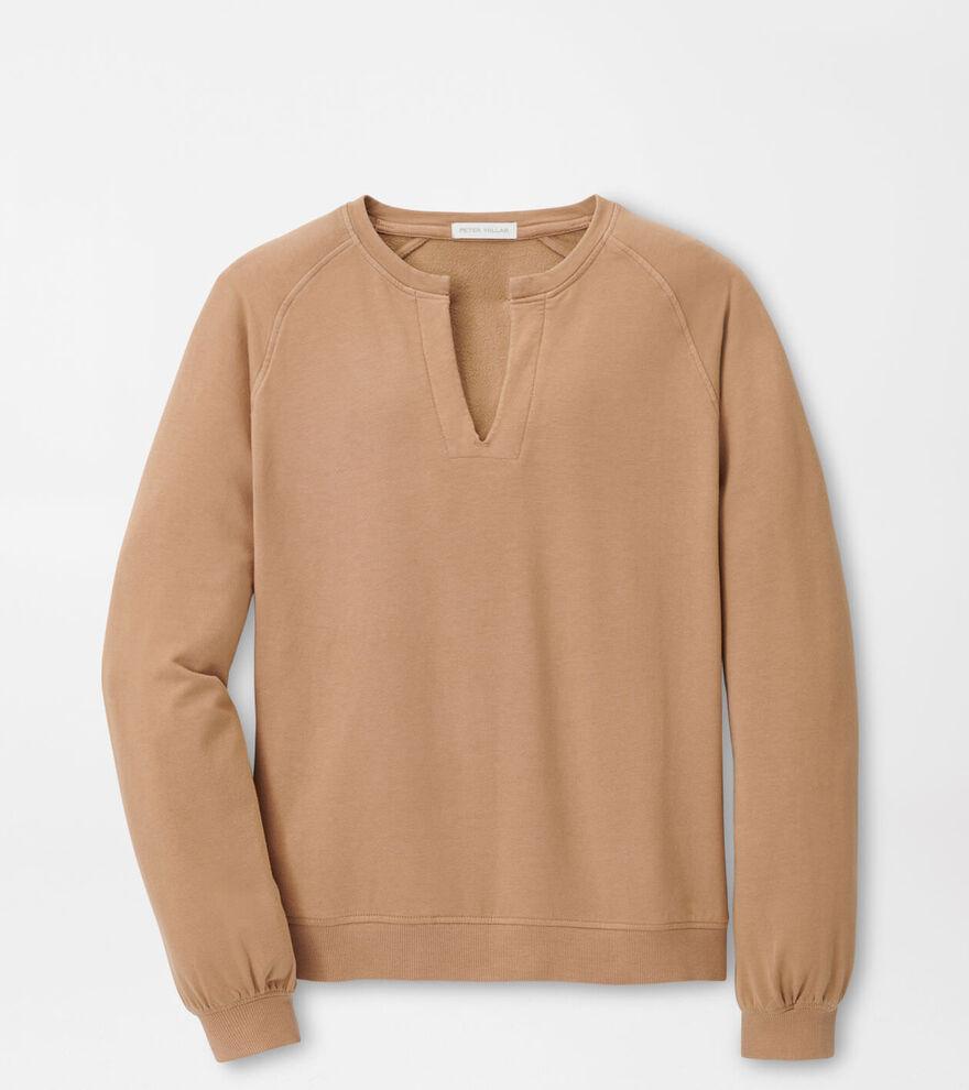 Peter Millar Womens Lava Wash Henley Crew | Color: Camel | Size: XL Product Image