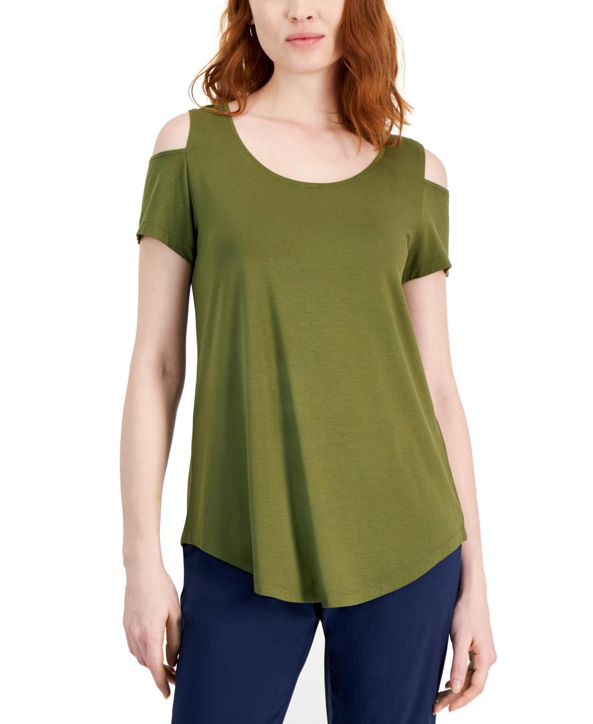 Women's Short Sleeve Scoop-Neck Cold-Shoulder Top, Created for Macy's  Product Image