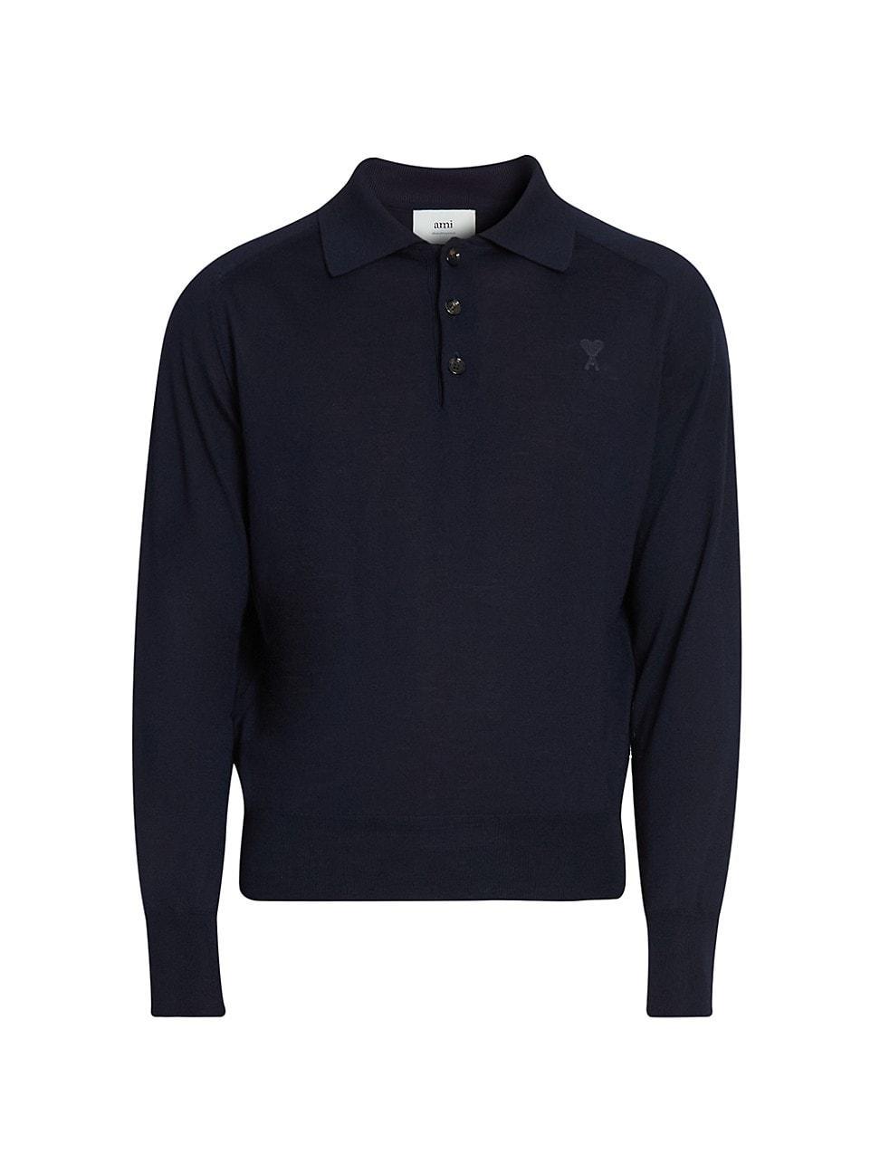 Mens ADC Embroidered Logo Long-Sleeve Knit Polo Shirt Product Image