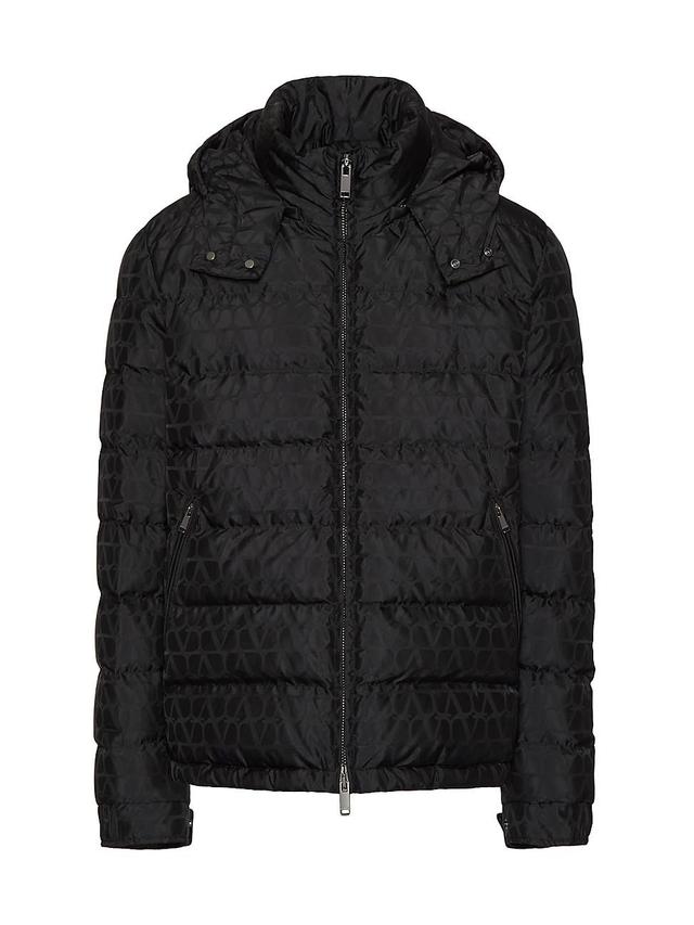 Mens Nylon Down Jacket With Toile Iconographe Pattern Product Image