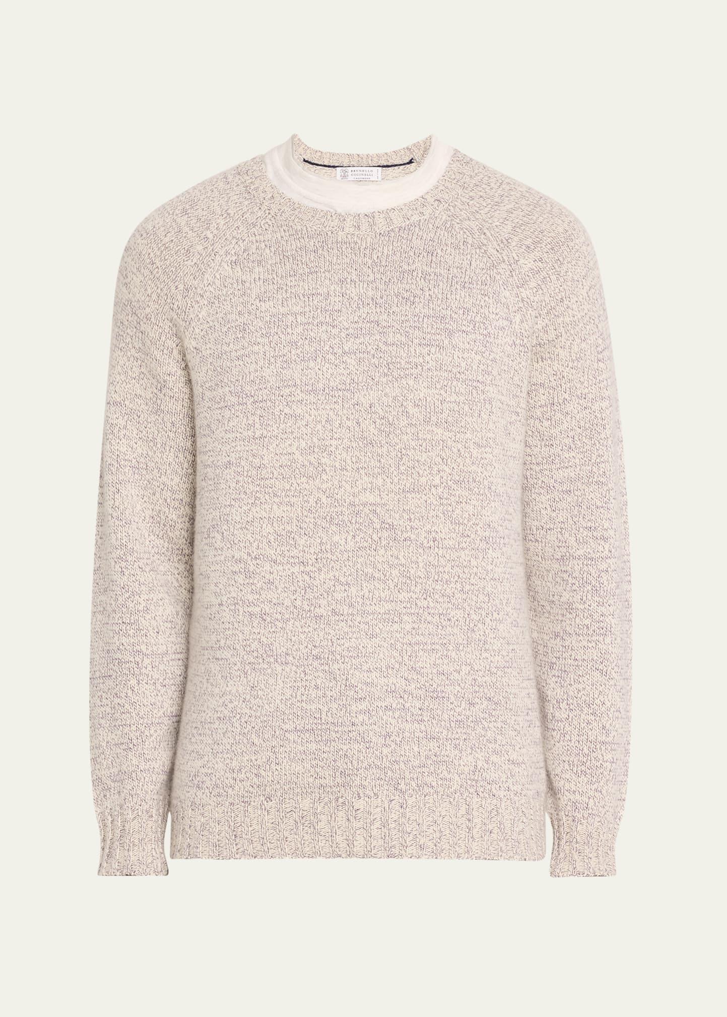 Mens Mouline Cashmere Crewneck Sweater Product Image