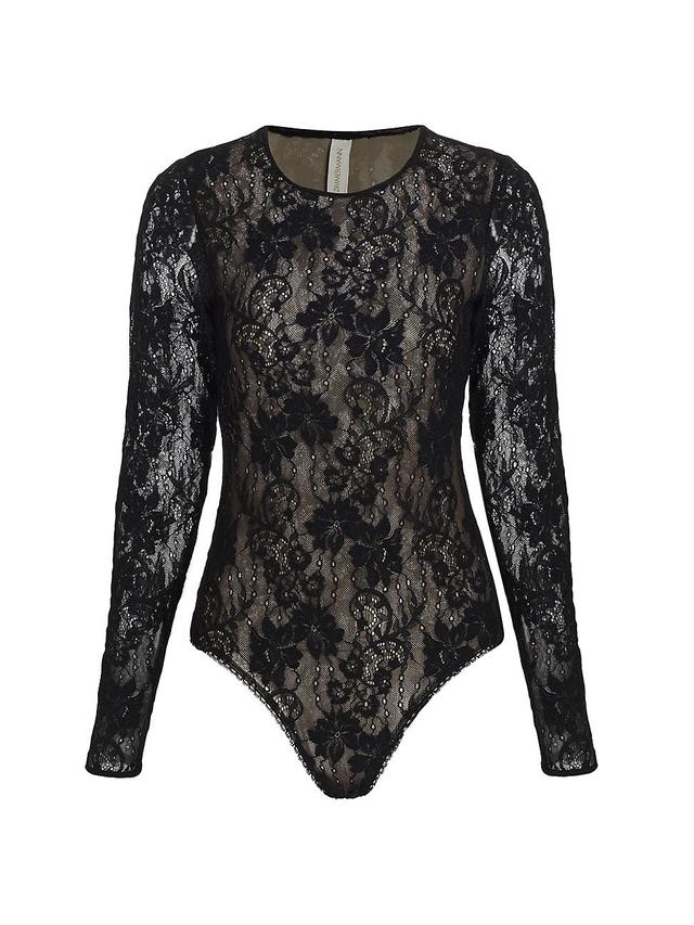 Womens Lace Long-Sleeve Bodysuit Product Image