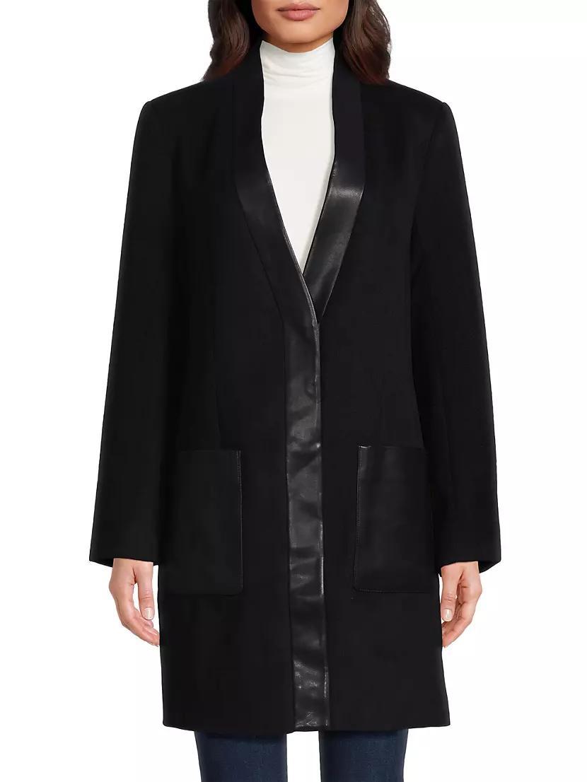 Brigitta Wool Faux Leather-Trim Coat Product Image