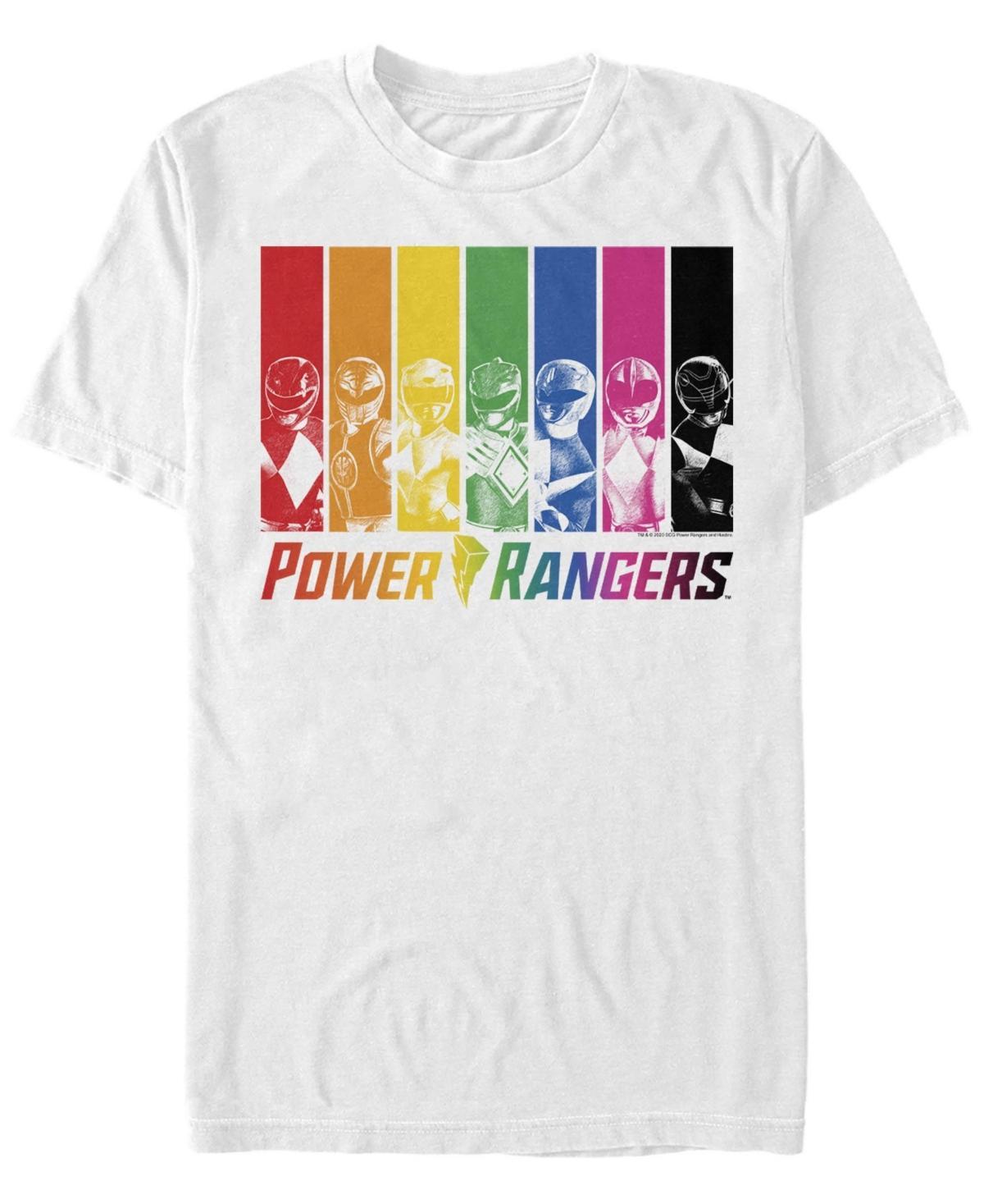 Power Rangers Mens Rainbow Graphic T-Shirt, White, Small Product Image