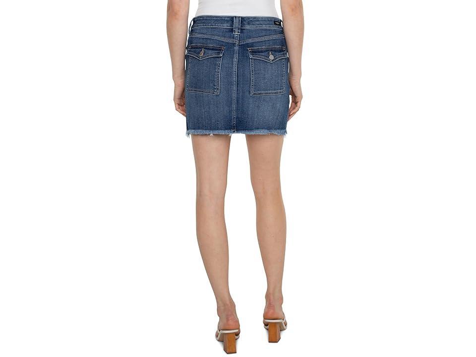 Liverpool Los Angeles Frayed Hem Denim Cargo Miniskirt Product Image