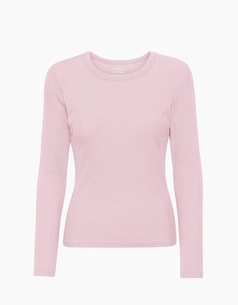 Women Organic Rib LS T-Shirt - Faded Pink Product Image