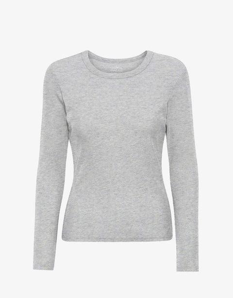 Women Organic Rib LS T-Shirt - Heather Grey Product Image