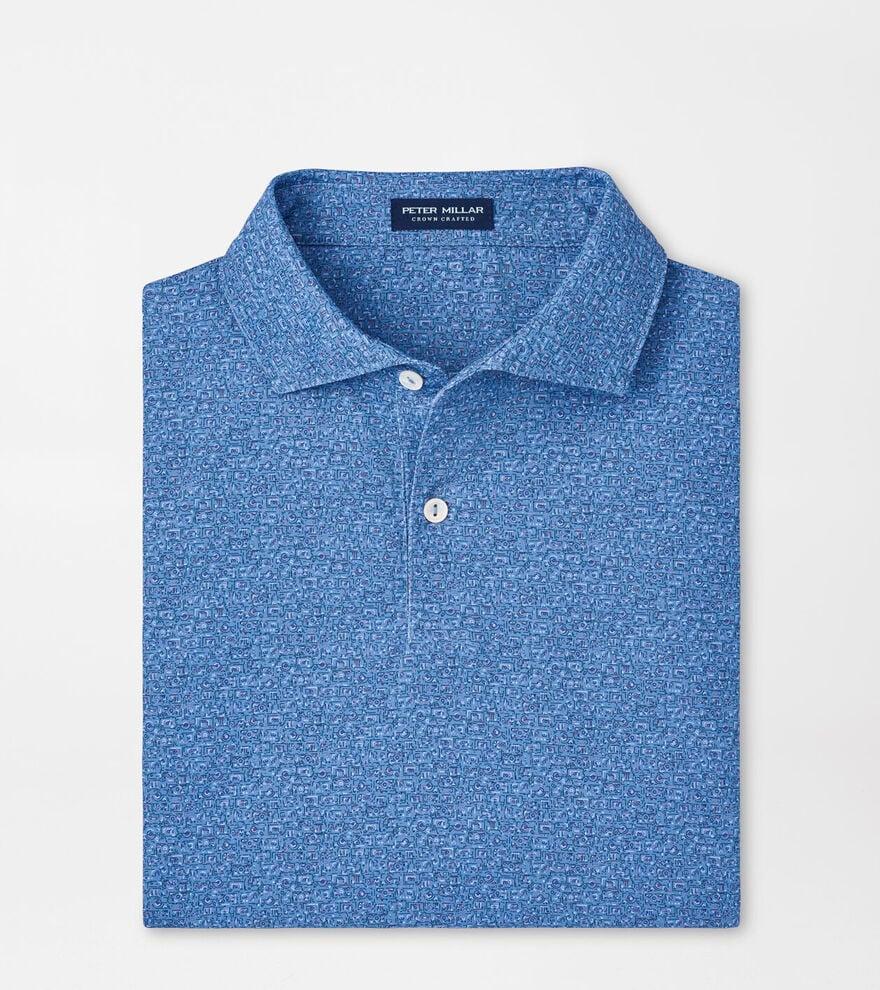 Peter Millar Mens Radio Star Performance Jersey Polo | Color: Brook Blue | Size: XL Product Image