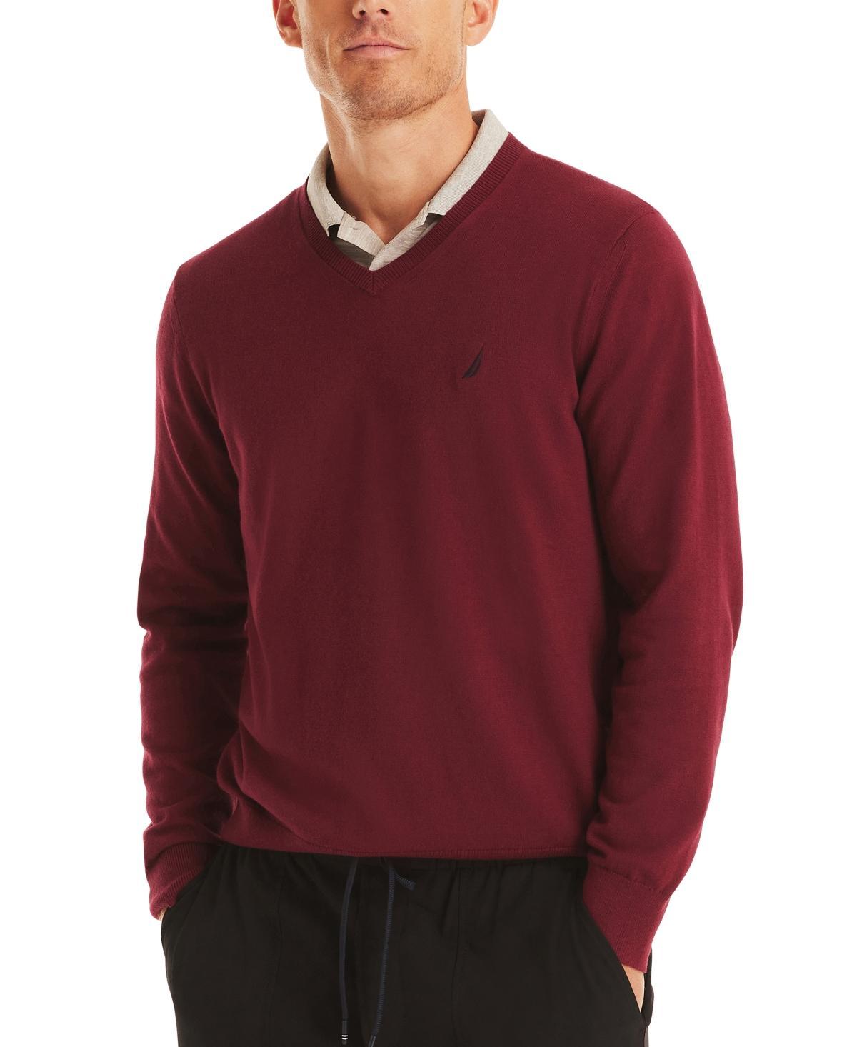 Nautica Mens Navtech Classic-Fit Solid V-Neck Sweater Product Image