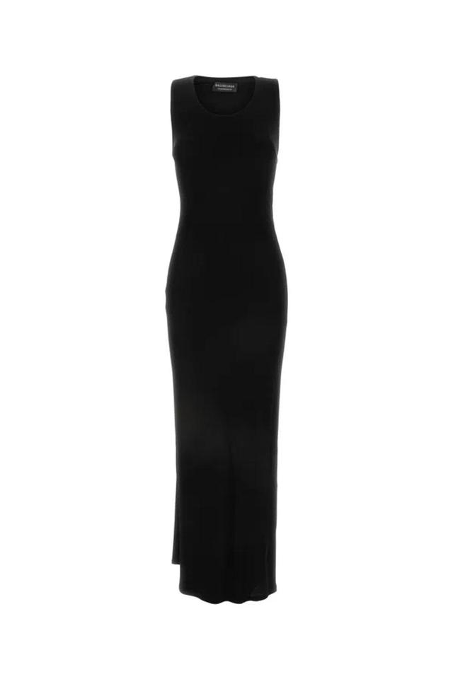 BALENCIAGA Ribbed-knit Sleeveless Dress In Black Product Image