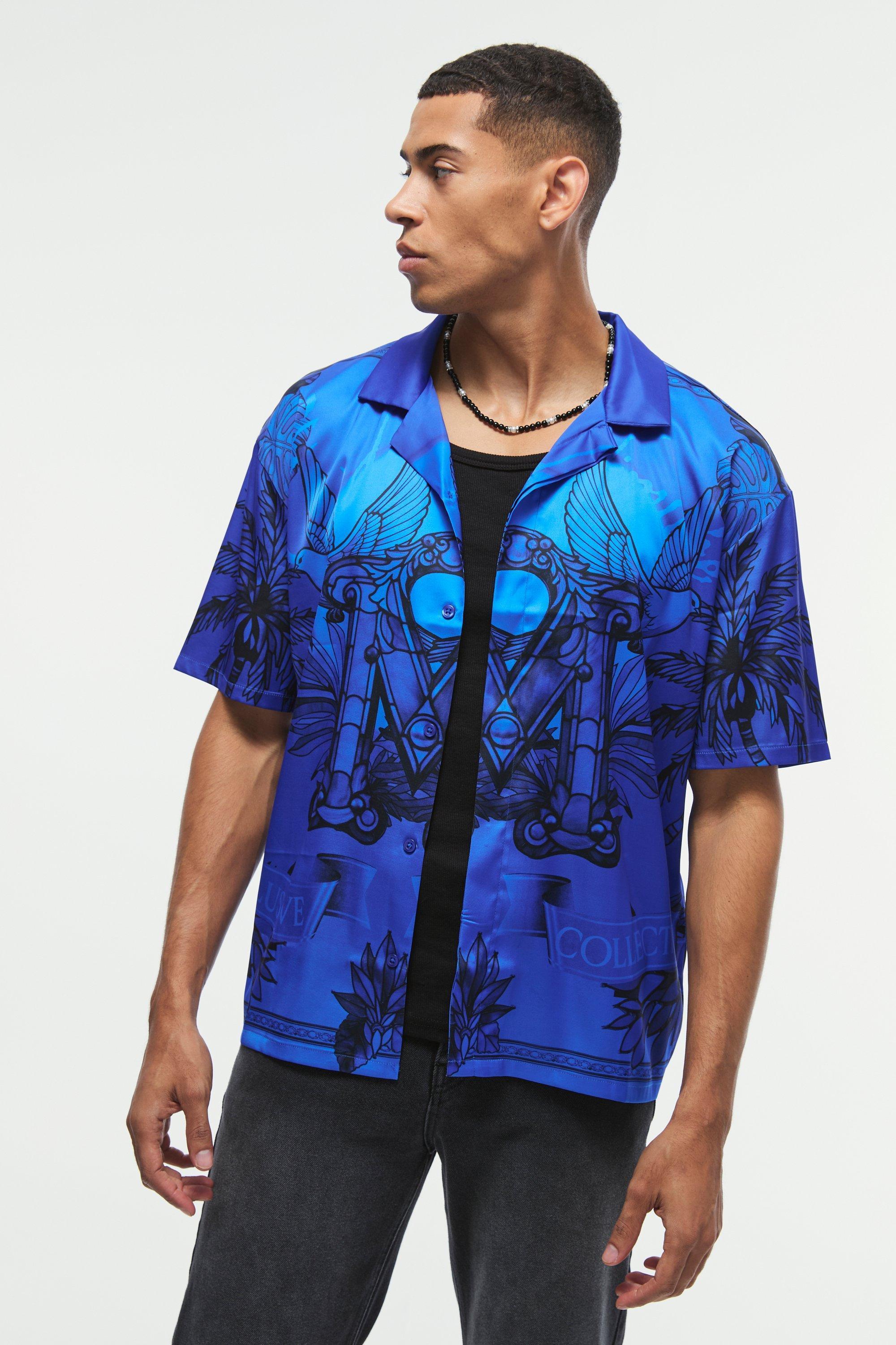 Oversized Satin Exclusive Collection Revere Shirt | boohooMAN USA Product Image