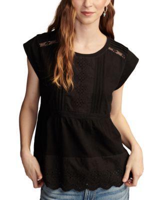 Lucky Brand Womens Embroidered Peplum Tee product image