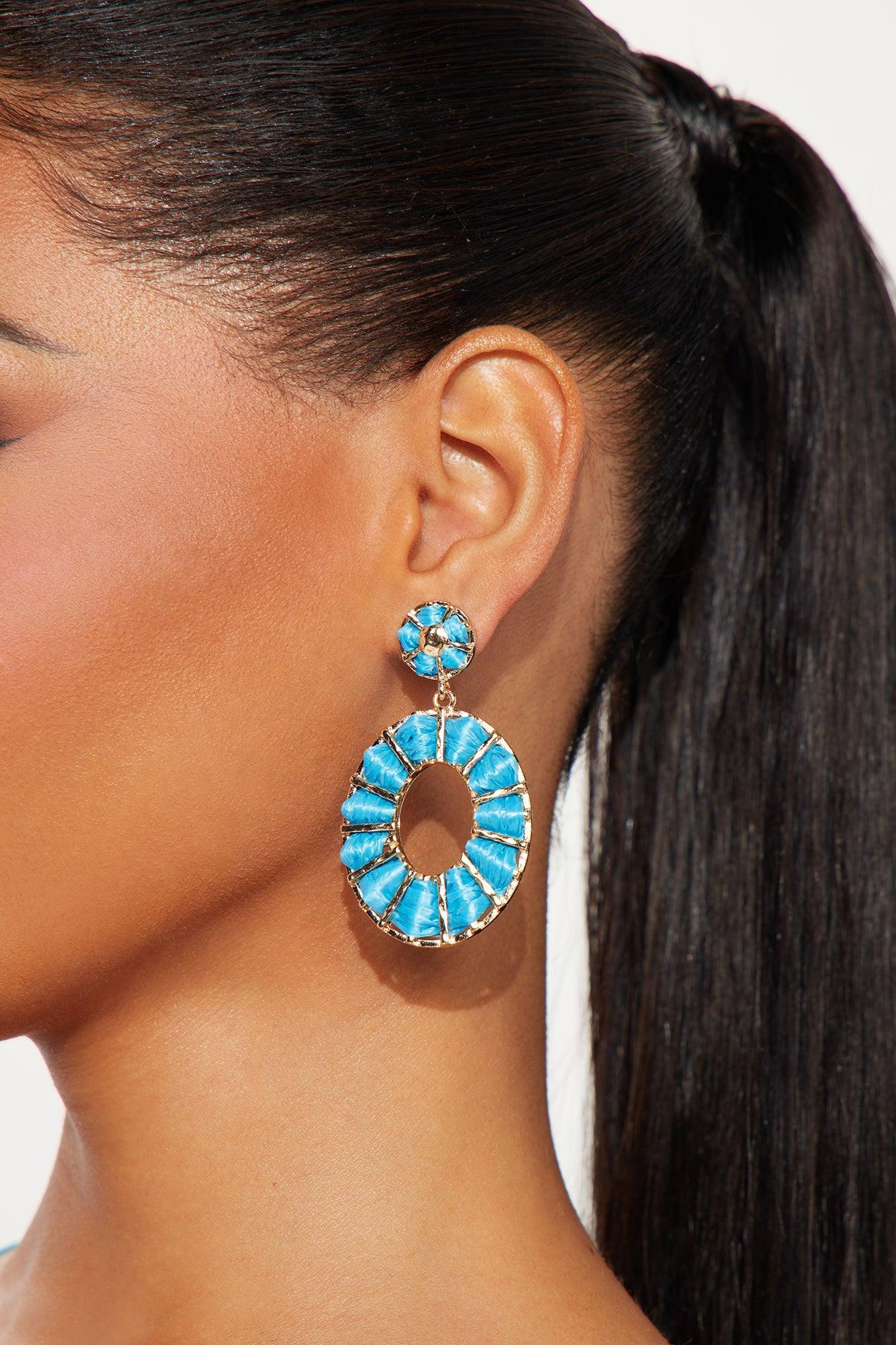 Tropicana Cabana Earrings - Gold/Blue Product Image