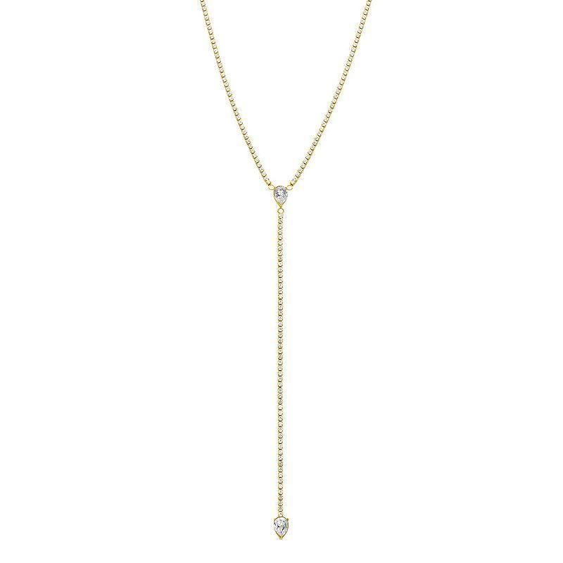 Adornia Crystal Y Necklace, Womens, Silver Tone Product Image