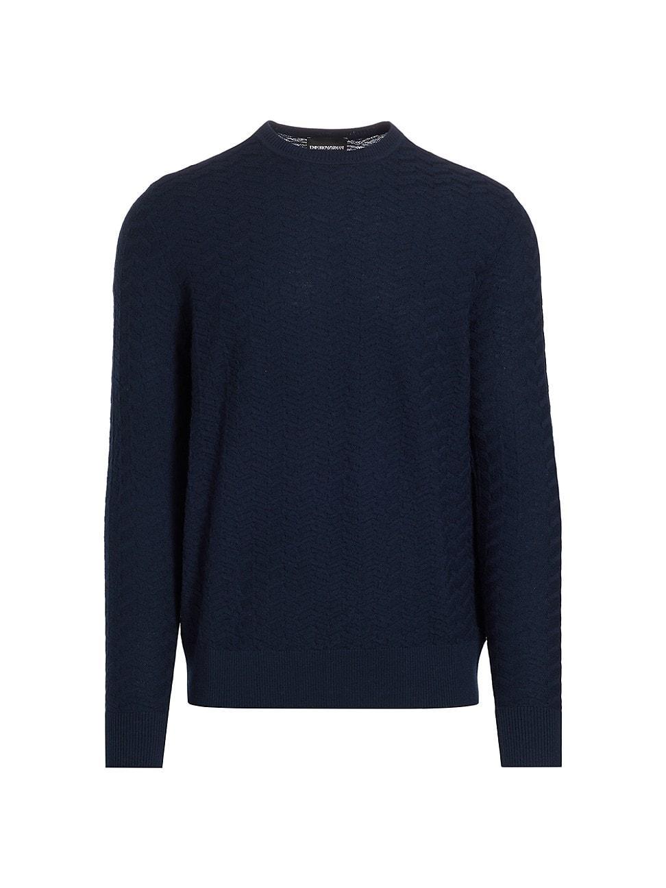 Emporio Armani Chevron Textured Wool Crewneck Sweater Product Image