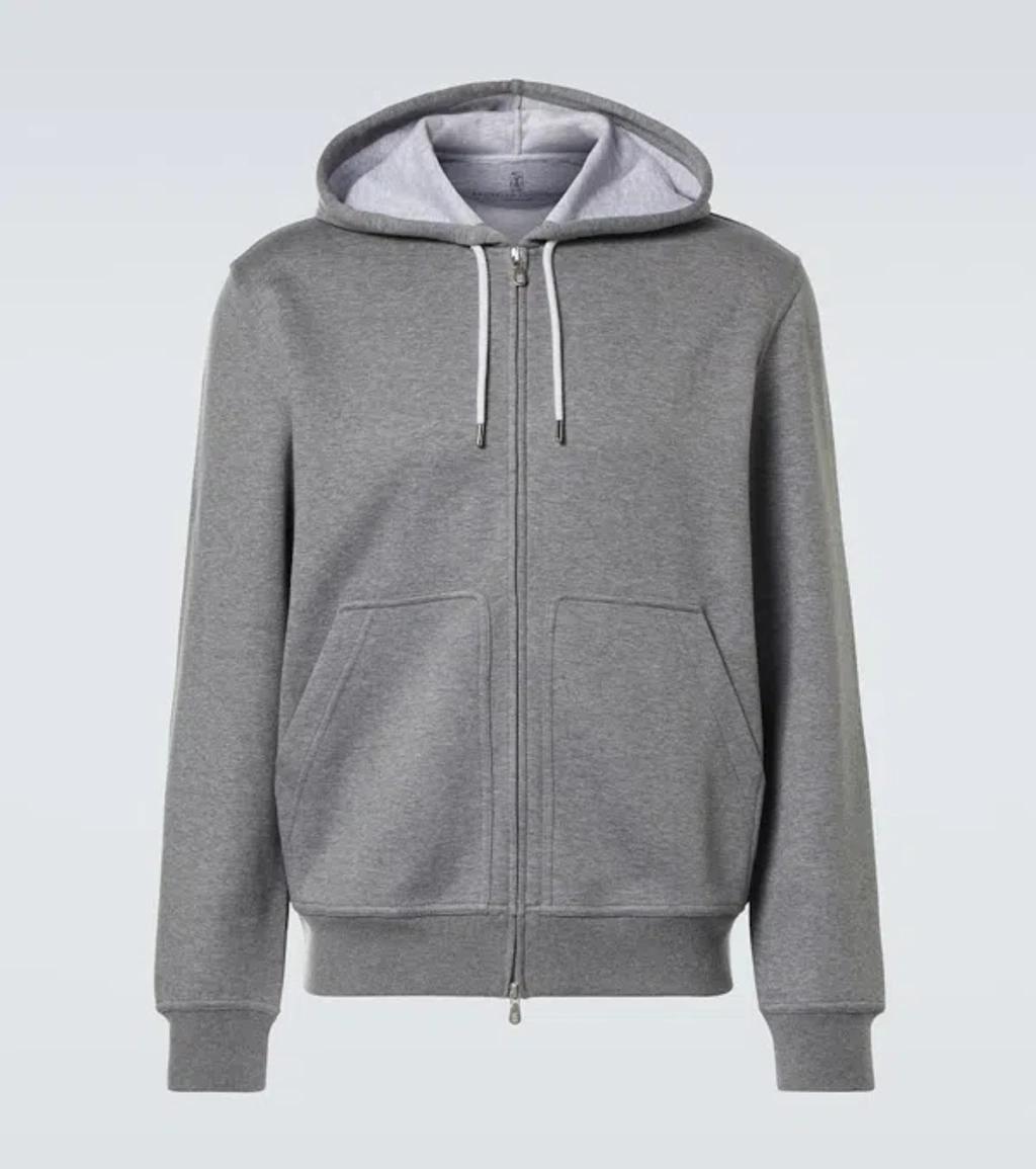 BRUNELLO CUCINELLI Cotton-blend Hoodie In Dark Grey Product Image