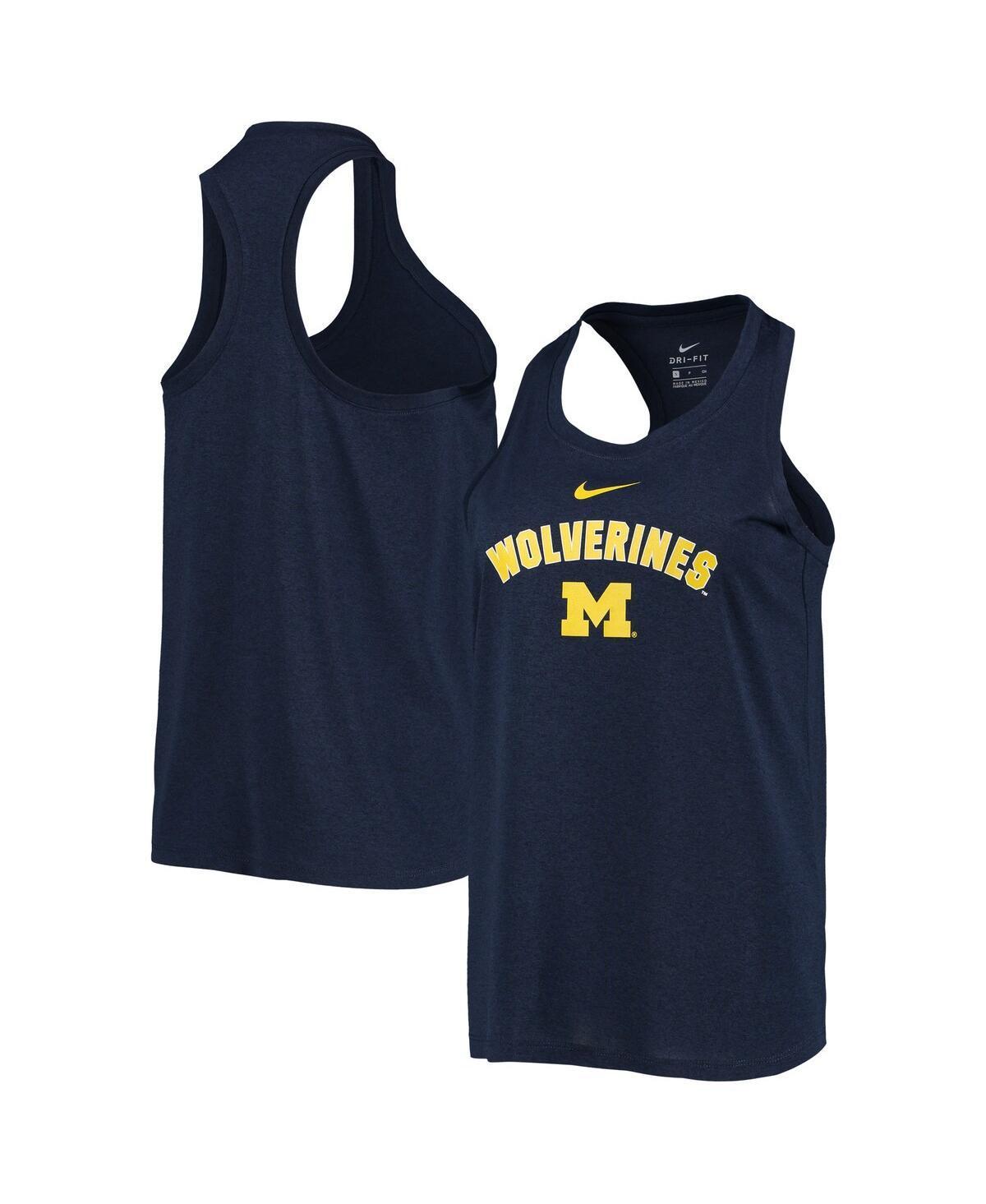 Womens Nike Michigan Wolverines Arch & Logo Classic Performance Tank Top Blue Product Image