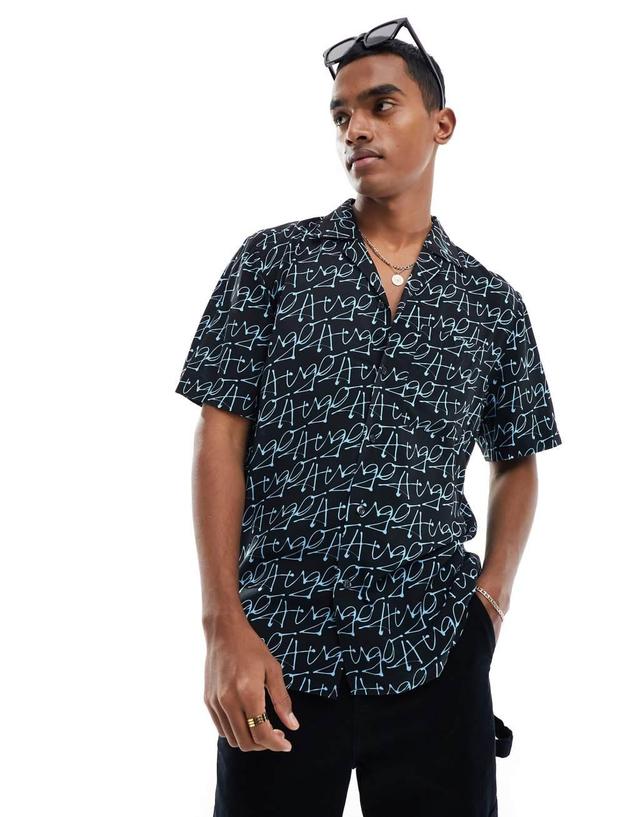 HUGO RED Ellino shirt in black print Product Image