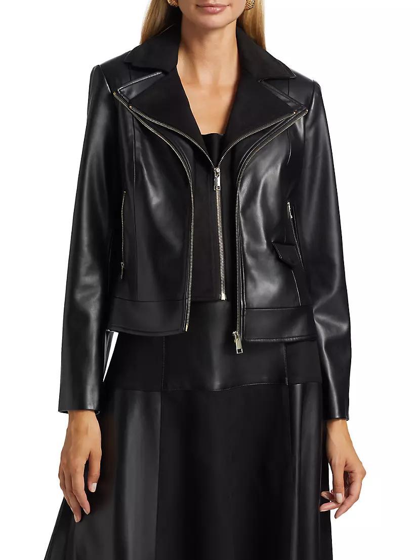 Malinda Faux Leather & Faux Suede Moto Jacket Product Image