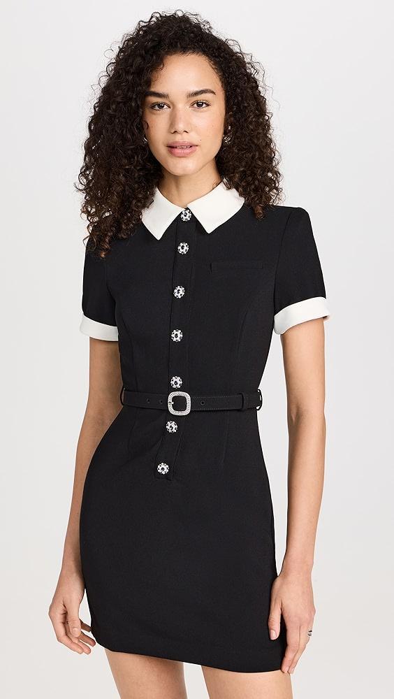 Self Portrait Black Crepe Contrast Mini Dress | Shopbop Product Image