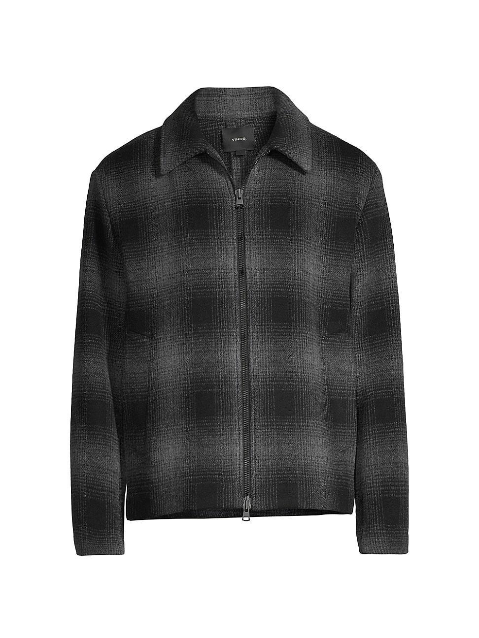 Vince Plaid Wool Blend Zip-Up Shirt Jacket Product Image