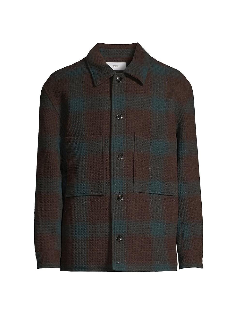 Mens Plaid Waffle Knit Shacket Product Image