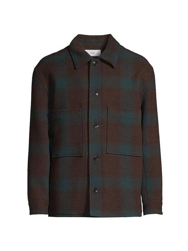 Mens Plaid Waffle Knit Shacket Product Image