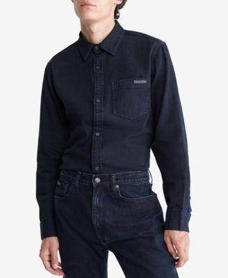 Calvin Klein Mens Blue Black Stone Denim Shirt Product Image