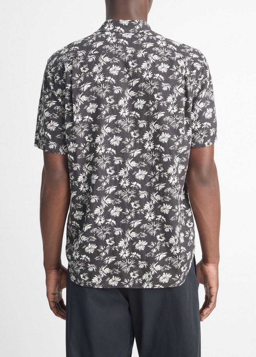 Firework Floral Linen-Blend Short-Sleeve Shirt Product Image