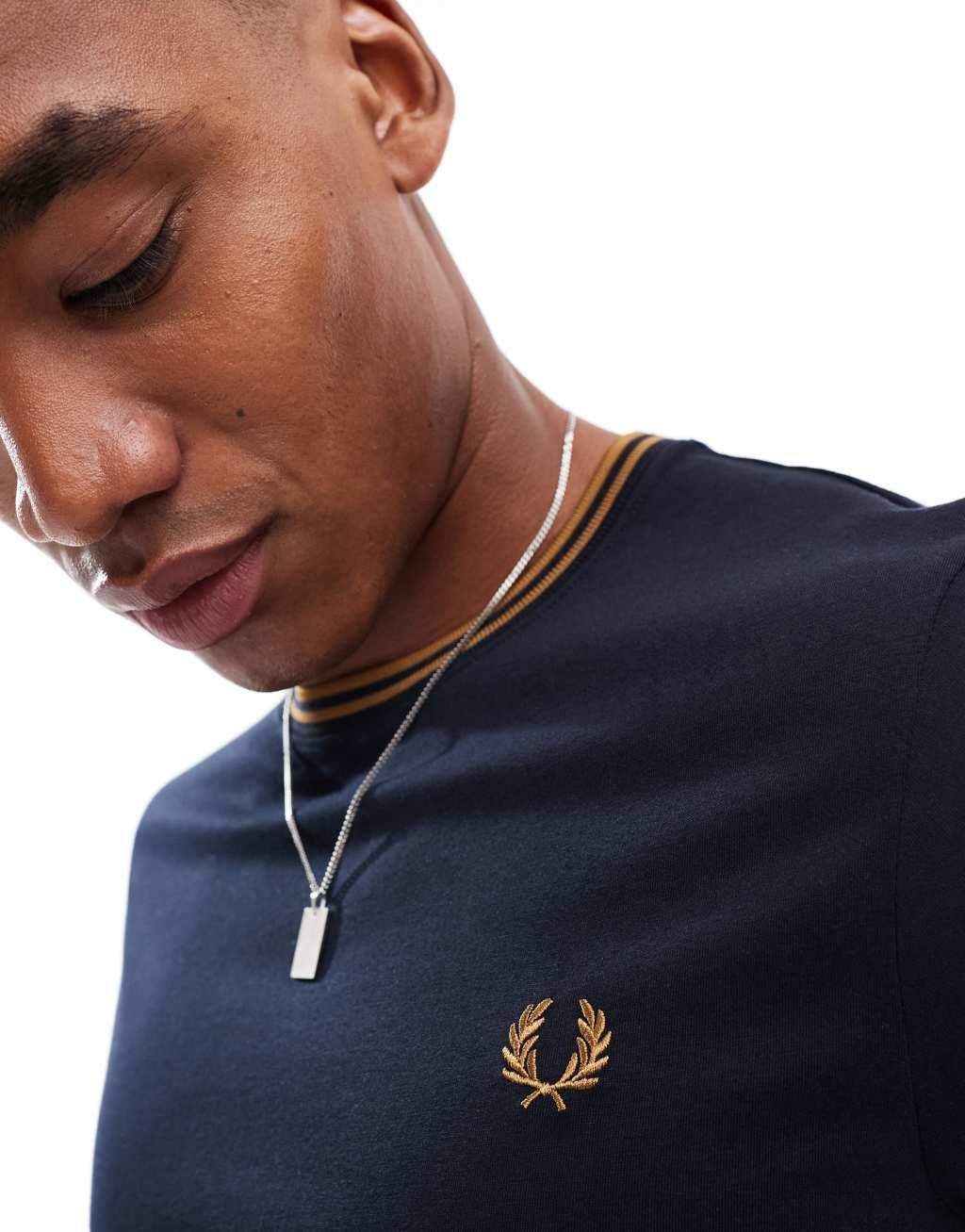 Fred Perry twin tipped t-shirt in navy Product Image