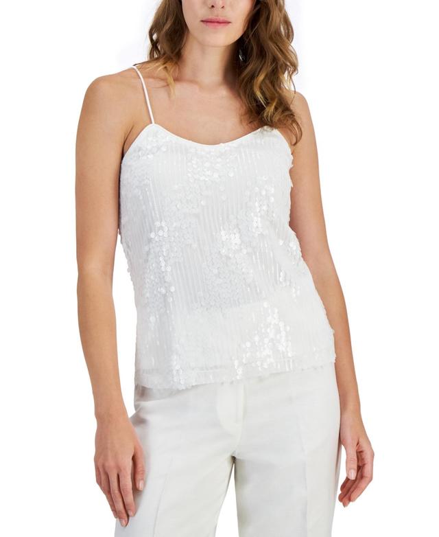 Anne Klein Womens Sequined V-Neck Camisole Product Image