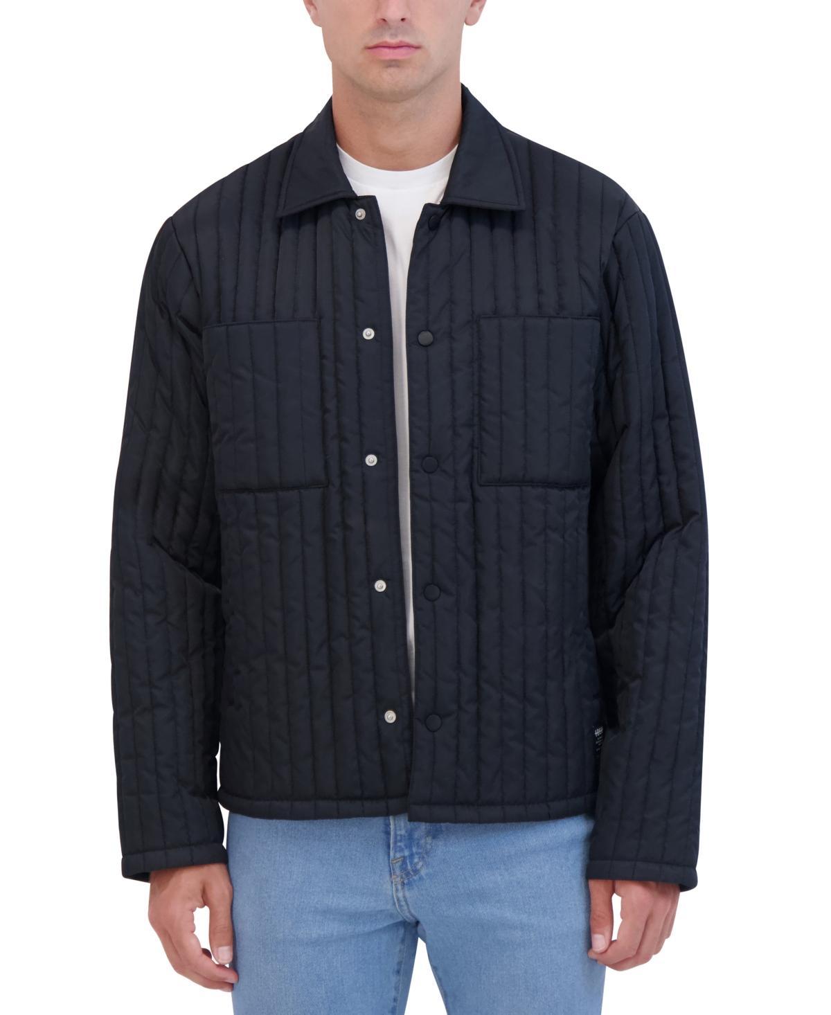 Hudson Mens Slim-Fit Vertical Quilted Shirt Jacket Product Image