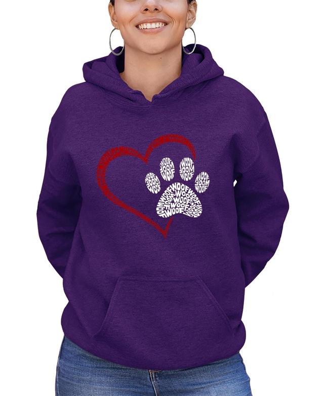 La Pop Art Womens Word Art Paw Heart Hooded Sweatshirt Product Image