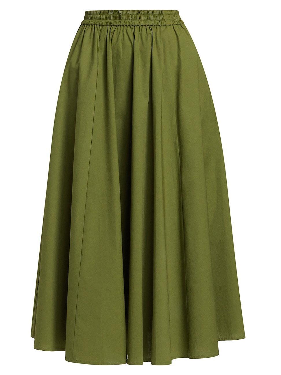 Womens Cotton Elasticized Midi-Skirt Product Image