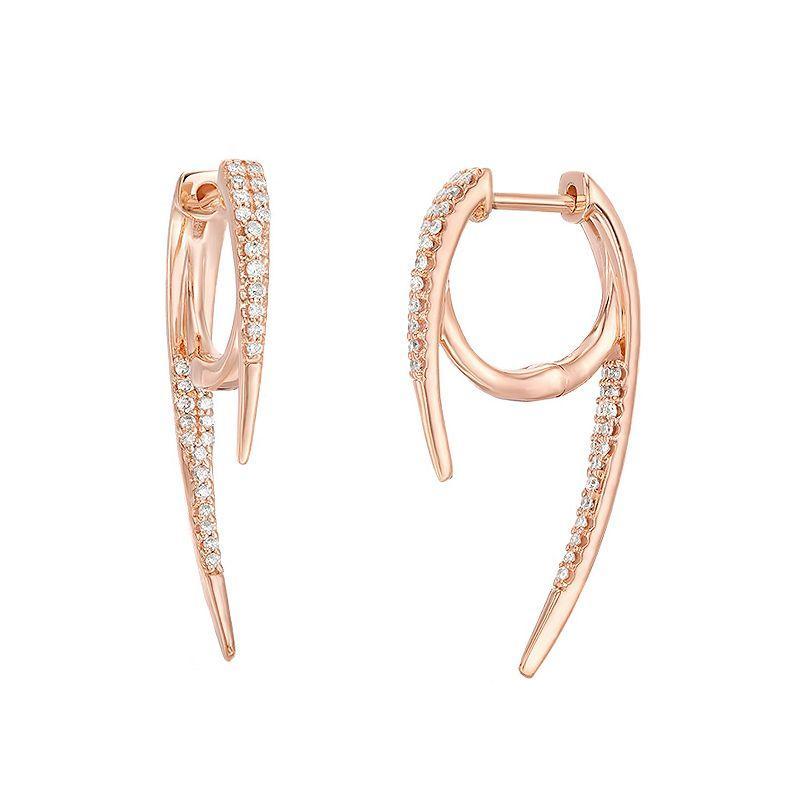 Gemminded 10k Rose Gold 1/4 Carat T.W. Diamond Curved Bar Earrings, Womens Product Image