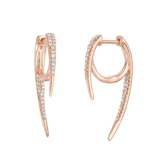 Gemminded 10k Rose Gold 1/4 Carat T.W. Diamond Curved Bar Earrings, Womens Product Image