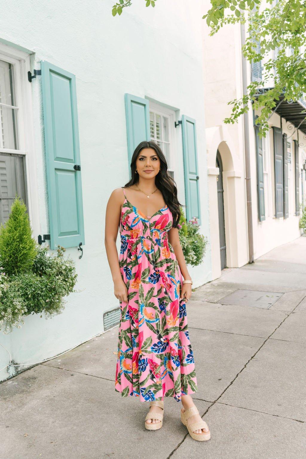 Pink Floral Print Midi Dress - FINAL SALE Product Image