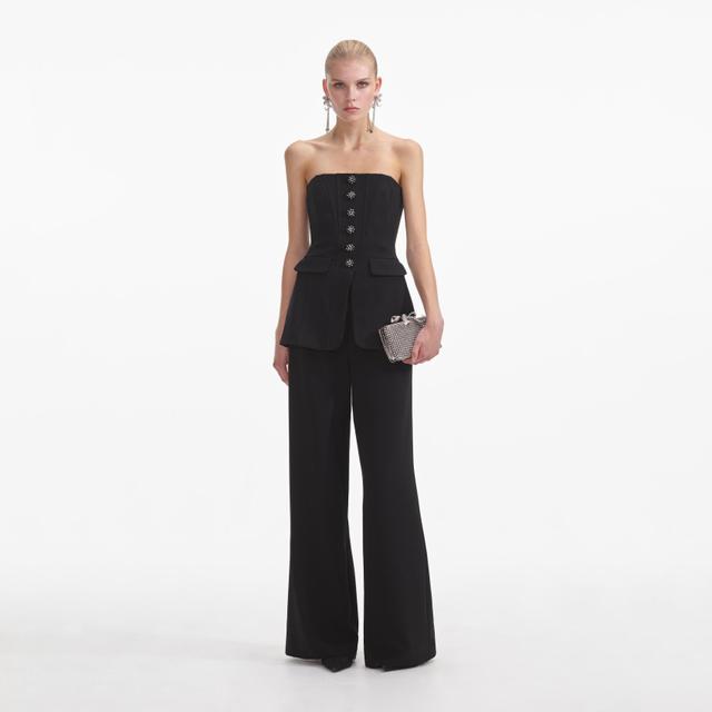 Black Bandeau Crepe Jumpsuit Product Image