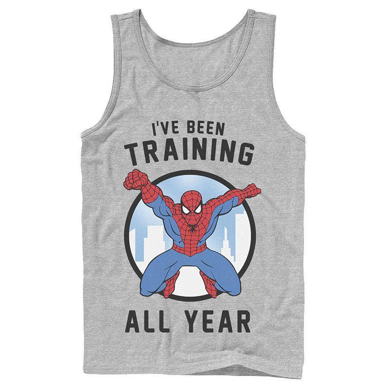 Mens Marvel Spider-Man Ive Been Training All Year Tank Top, Boys Athletic Grey Product Image