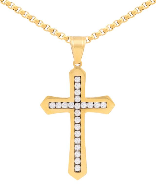 Legacy for Men by Simone I. Smith Mens Cubic Zirconia Cross 24 Pendant Necklace Ion-Plated Stainless Steel - Gold-Tone Product Image