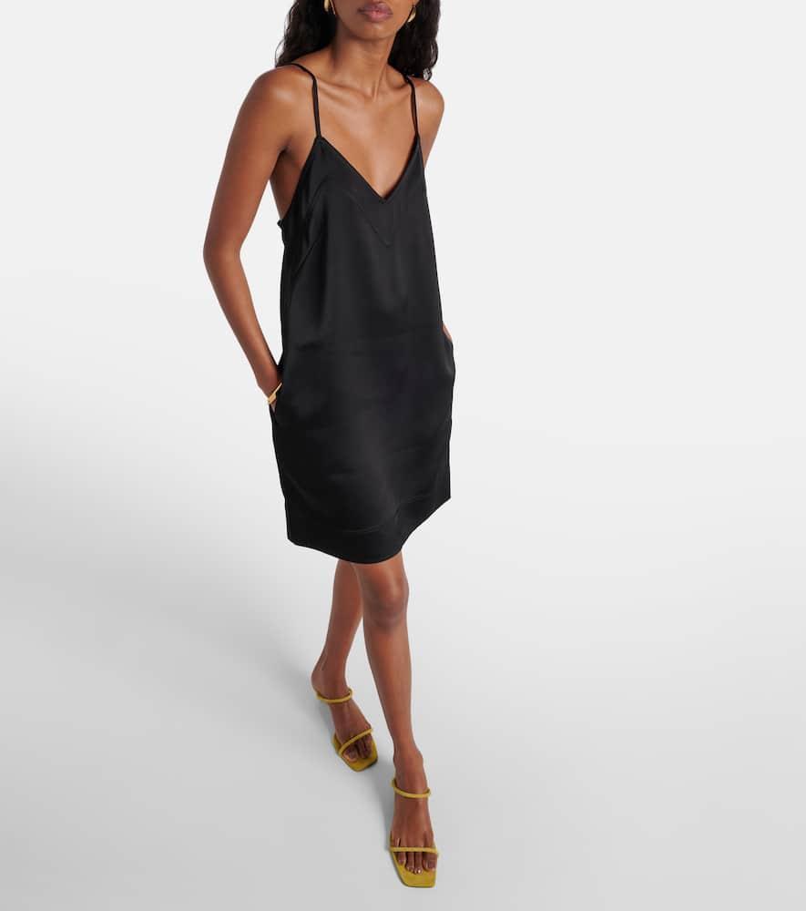 Contrast Satin Cami Dress Black Product Image