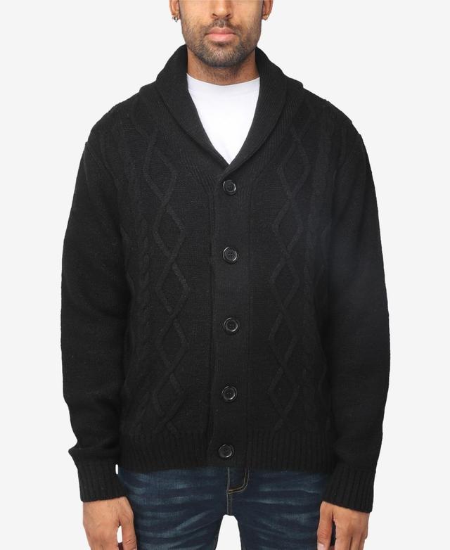 X-Ray Mens Shawl Collar Cable Knit Cardigan Product Image